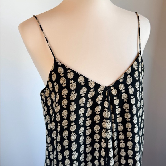 Madewell 100% Silk Medium Black and Cream Patterned Midi Dress - Picture 2 of 11